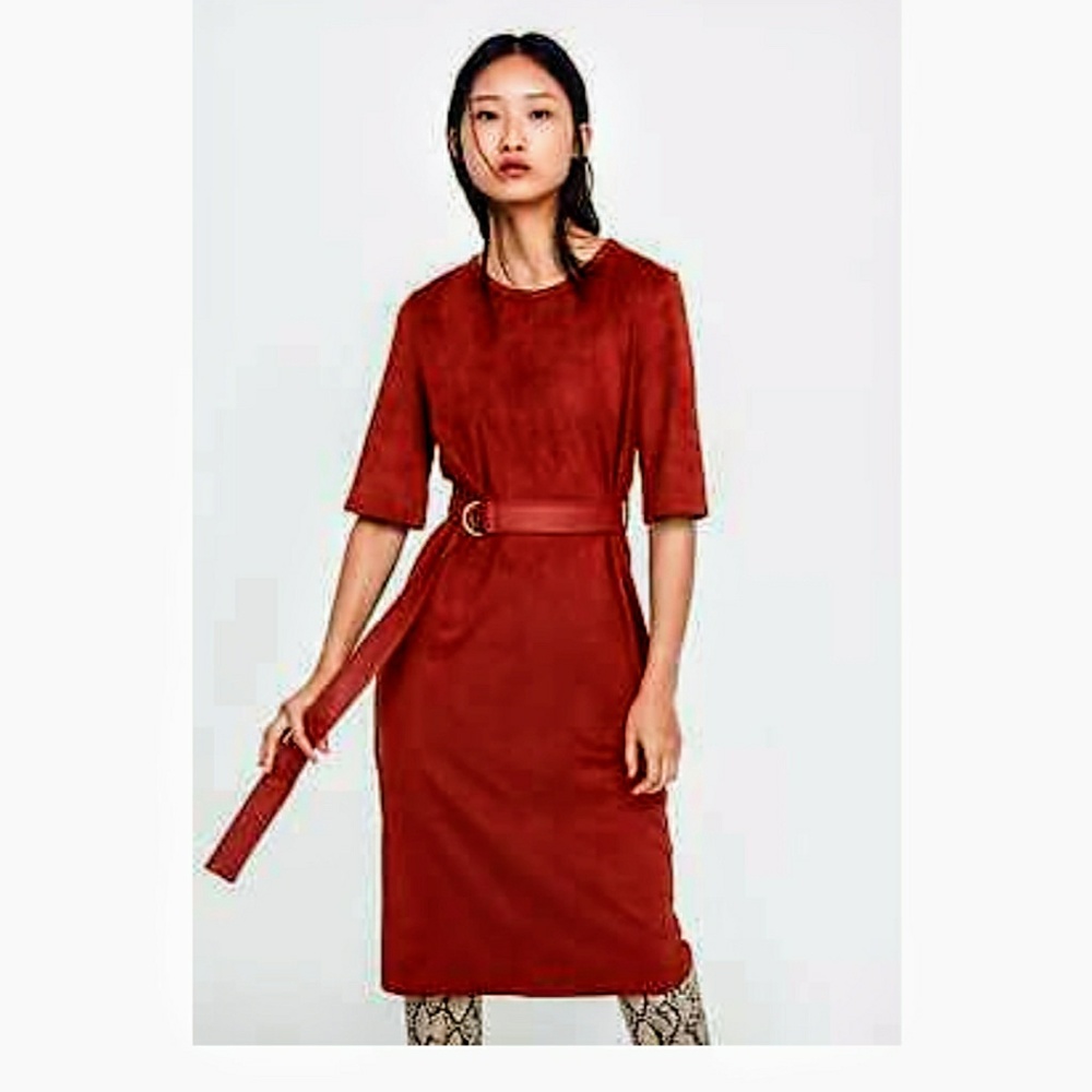NWT Zara Faux Soft Suede Dress